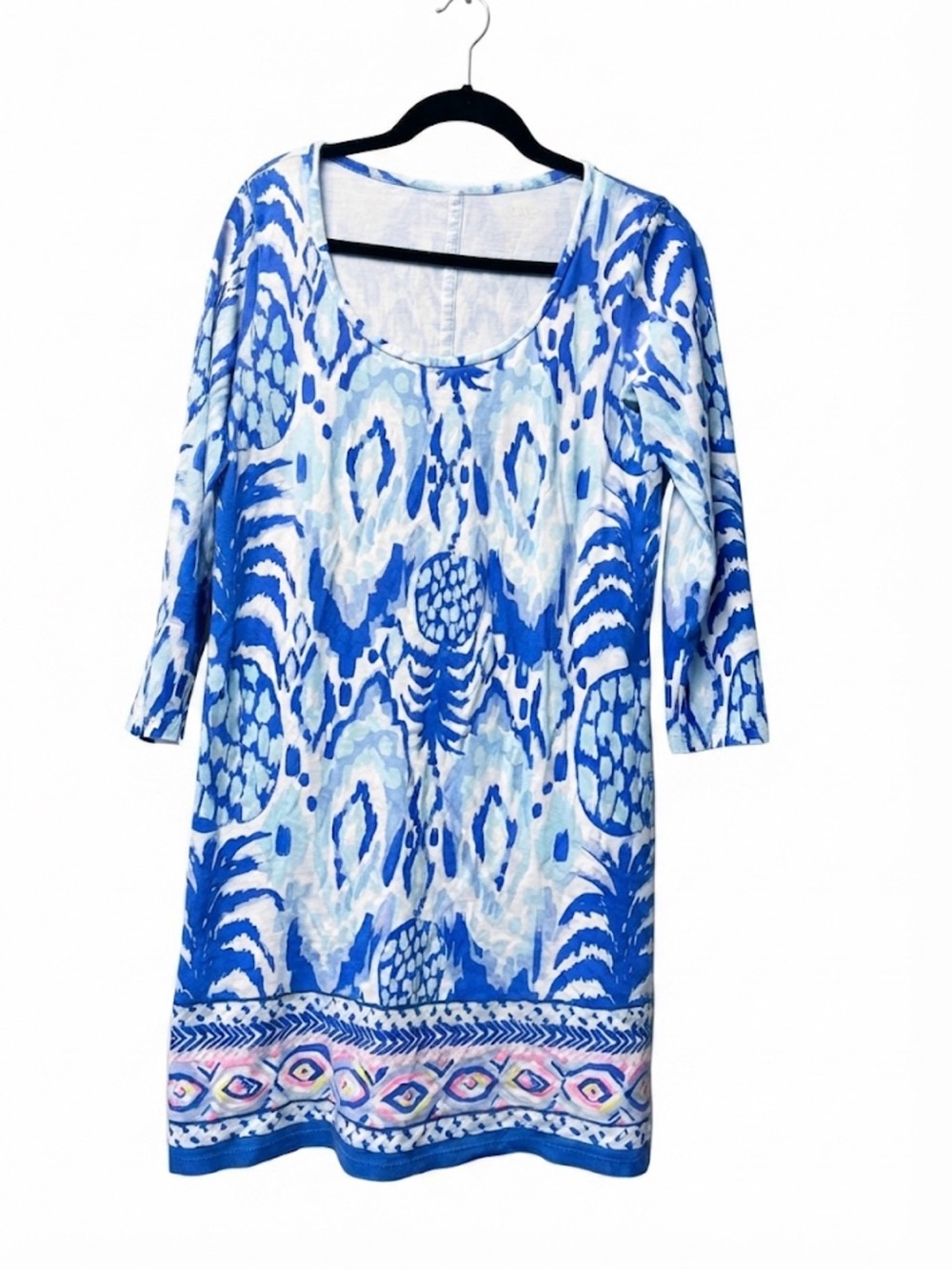 Lilly Pulitzer Blue & White Abstract Border Tunic